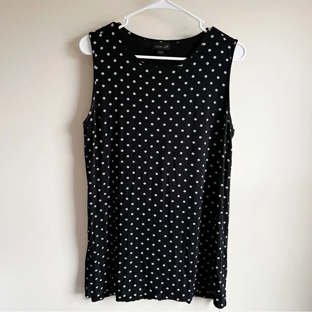J Jill Wearever Collection Black Floral Sleeveless Blouse Tank Top - Picture 1 of 4